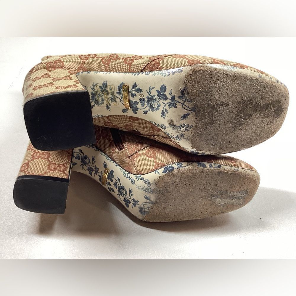 Gucci GG Monogram Victoire 95mm Ankle Boots Beige Ruggine Rust Size EU 39 - Picture 15 of 17